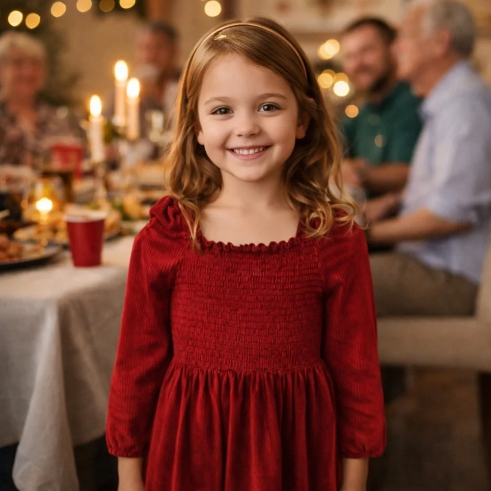 Tahari Girls' Red velvet Dress